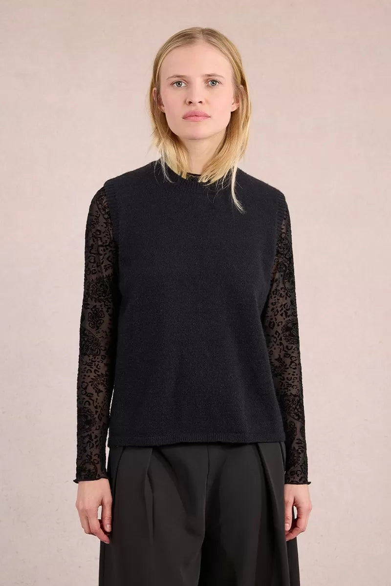 Molly Bracken Sleeveless Black Sweater With Open Back