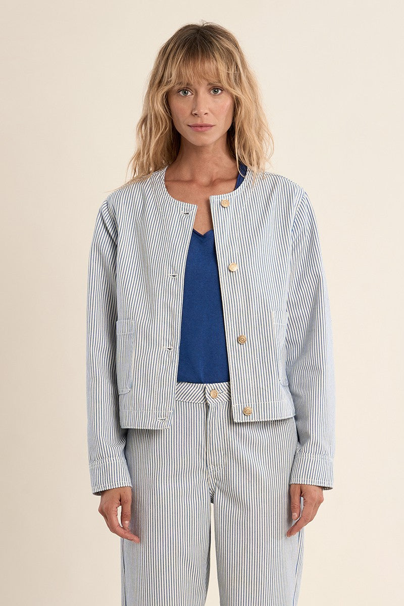 Molly Bracken Striped Denim Jacket