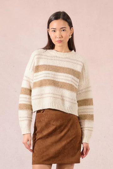 Molly Bracken Striped Knitted Cropped Sweater