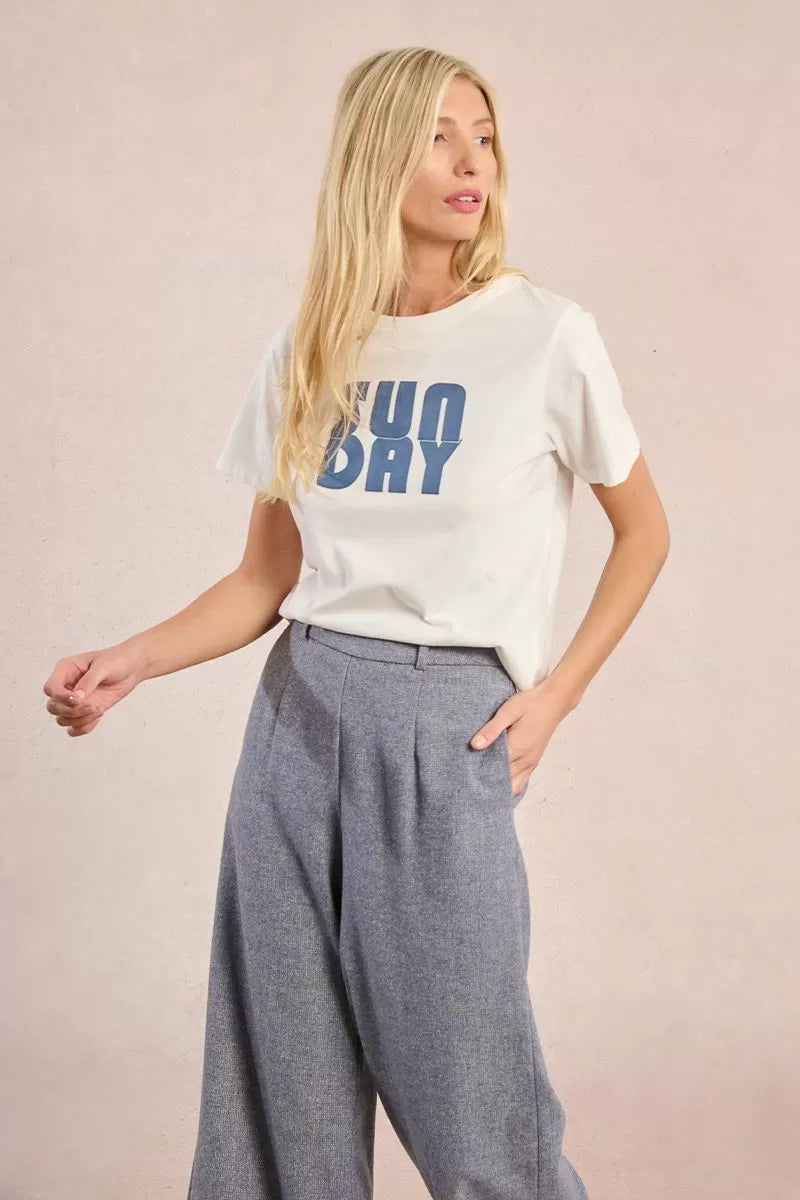 Molly Bracken Sunday White Cotton Tshirt