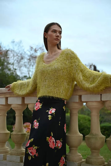 Molly Bracken Textured Lime Green Sweater