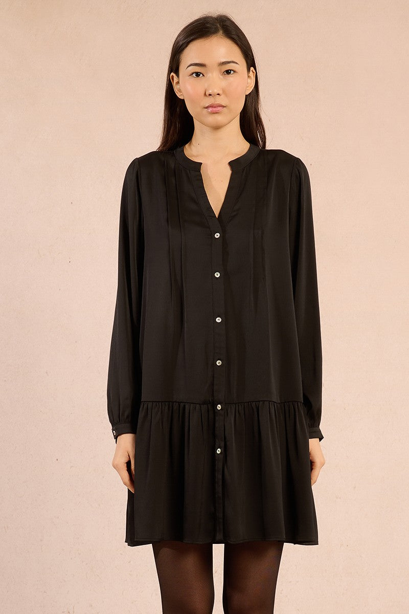 Molly Bracken Tunisian Collar Shirt Black Dress