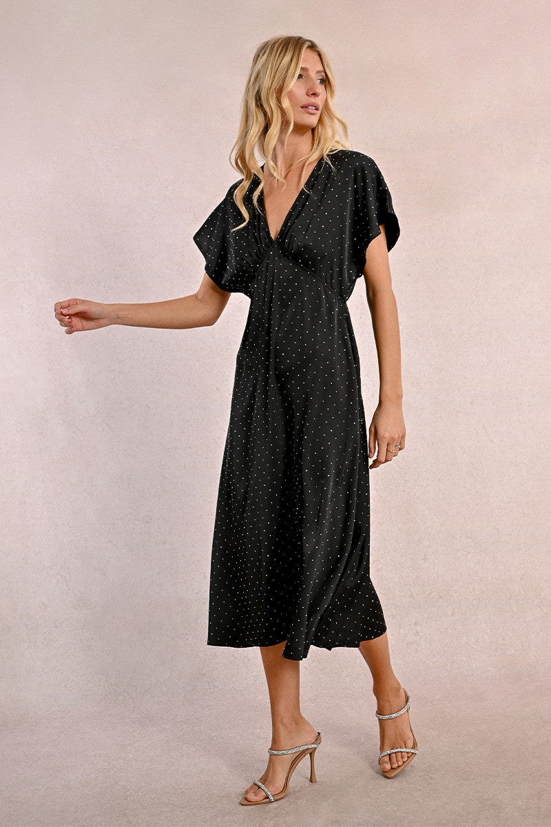 Molly Bracken V Neck Batwing Black Dress