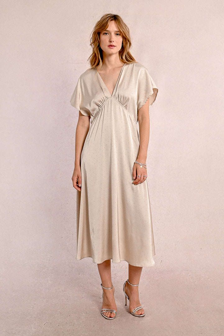 Molly Bracken V Neck Beige Dress