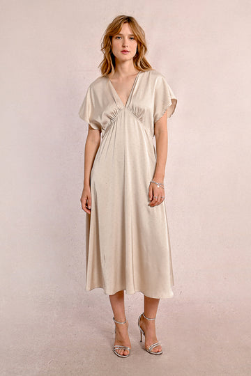 Molly Bracken V Neck Beige Dress
