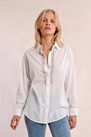 Molly Bracken White Ladies Woven Shirt