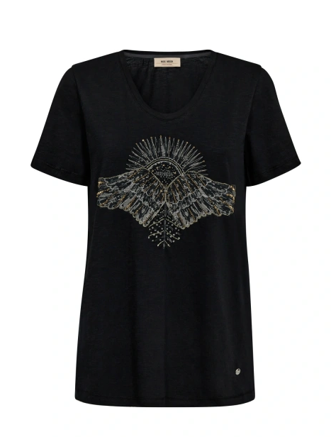 Mos Mosh Black Nadine Deco Tee-Shirt
