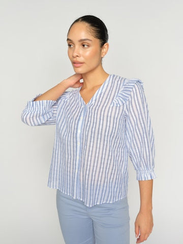 Mos Mosh Brunnera Blue Debby Stripe Shirt