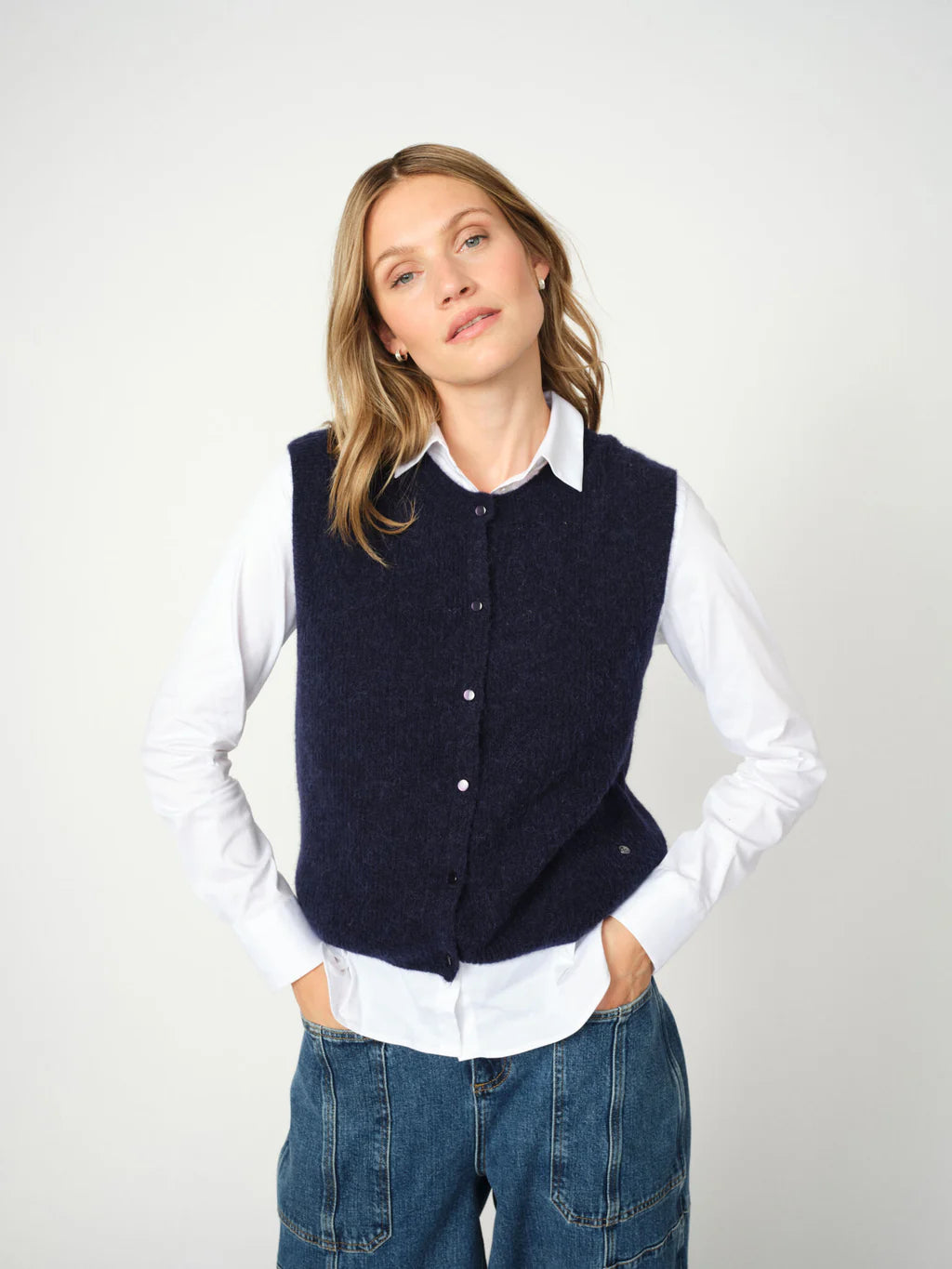 Mos Mosh Maritime Blue Almine Thora Knit Vest