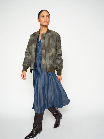 Mos Mosh Olive Night Ruby Print Bomber Jacket