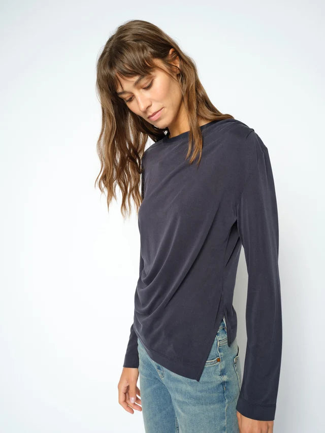 Mos Mosh Salute Navy Ami O-LS Draped Tee