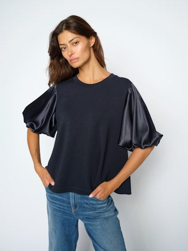 Mos Mosh Salute Navy Duba O-SS Satin Sweatshirt