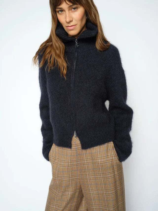 Mos Mosh Salute Navy Hulda Knit Zip Cardigan