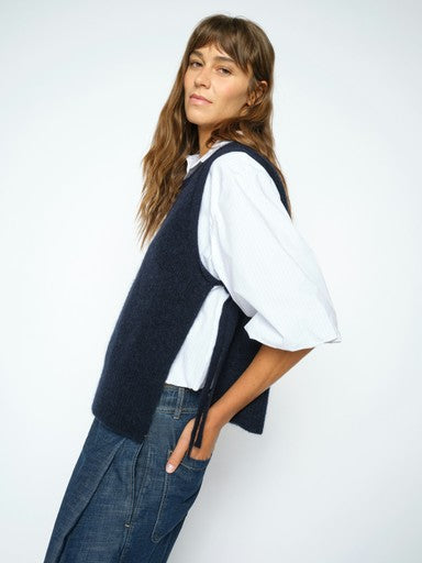 Mos Mosh Salute Navy Thora Tie Knit Vest