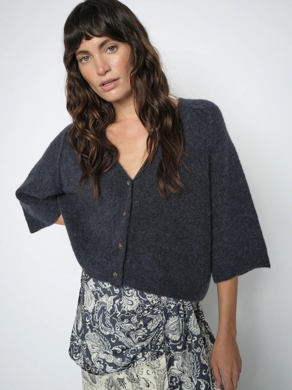 Mos Mosh Thora Lizet Knit Cardigan - Inidia Ink