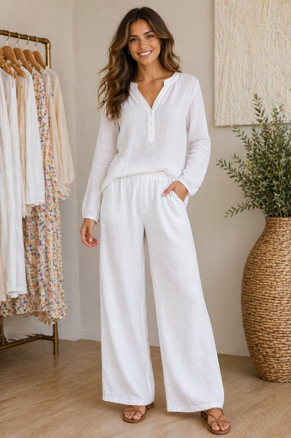 Mos Mosh White Emmi Linen Pant