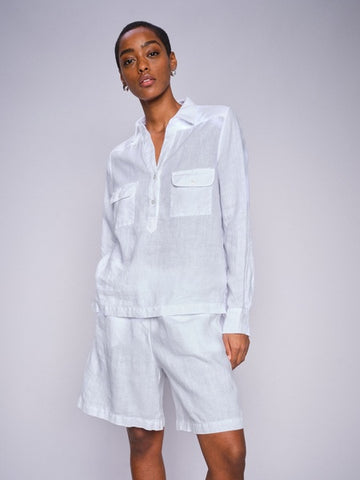 Mos Mosh  White Enna Linen Pocket Blouse