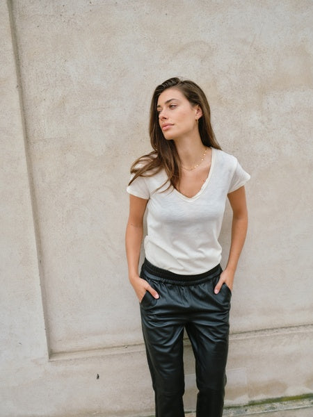 Mos Mosh White Tulli V-SS Basic Tee