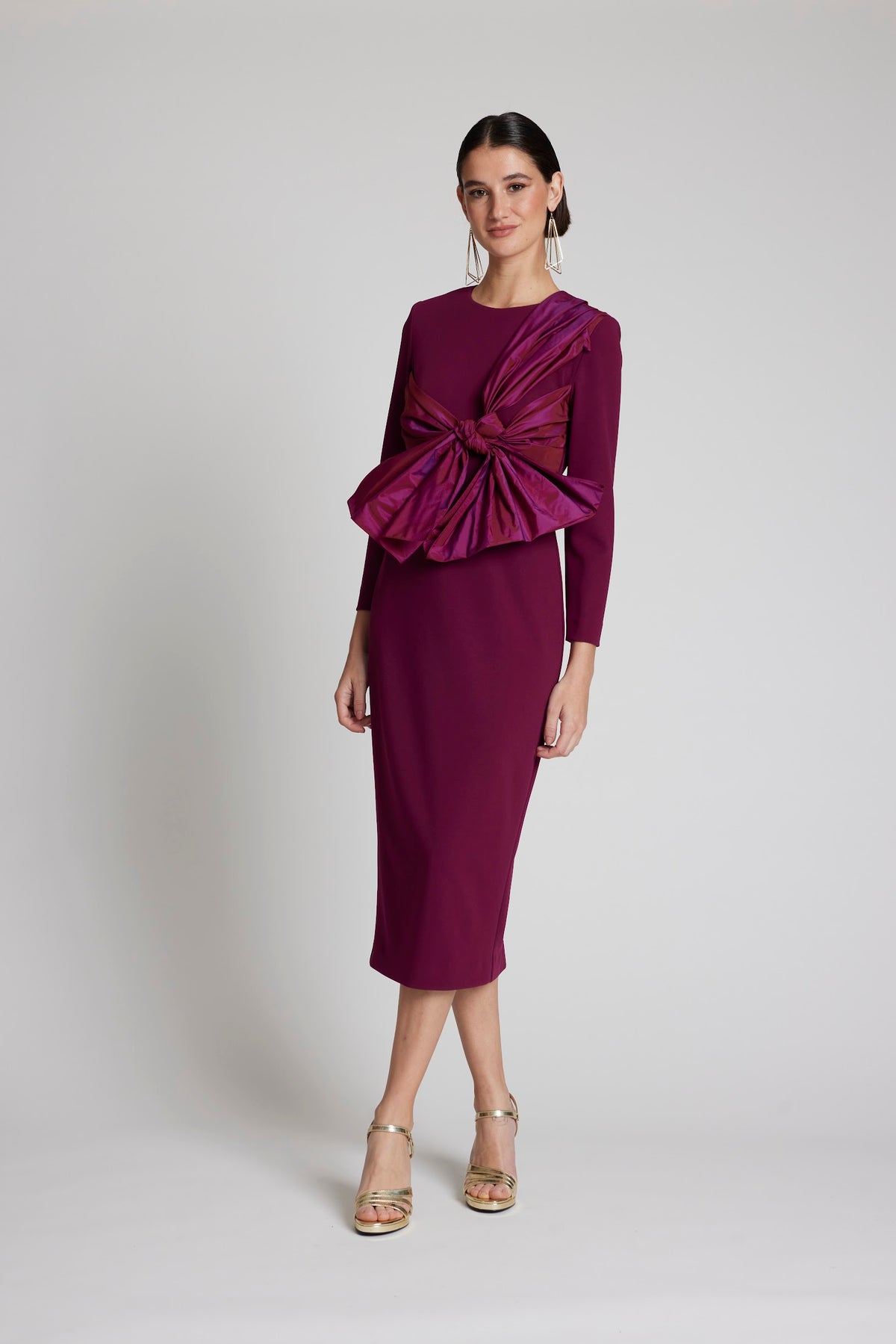 Moskada Grana Mauro Bow Burgandy Dress