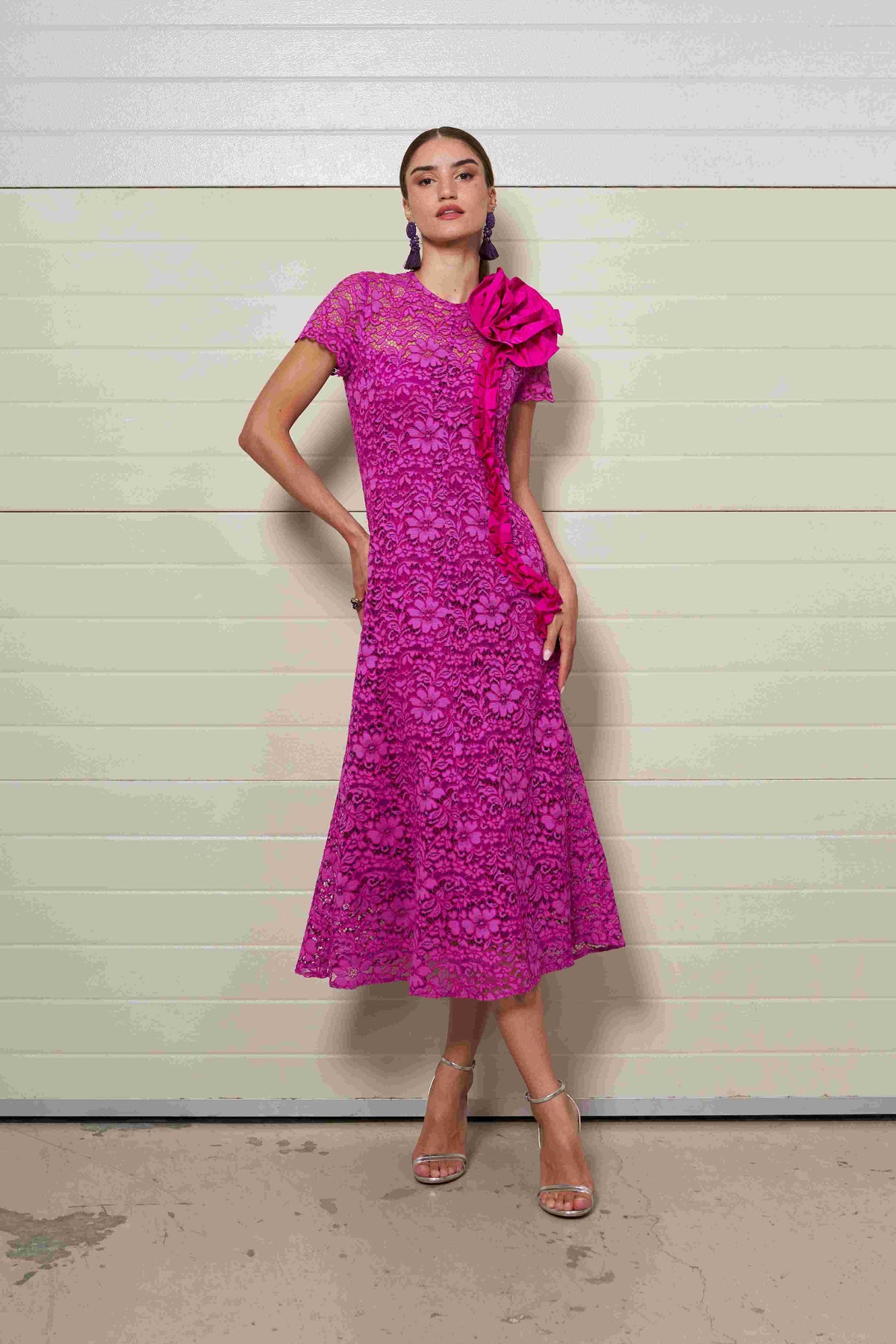 Moskada Magenta Vestido Zahara Lace Dress