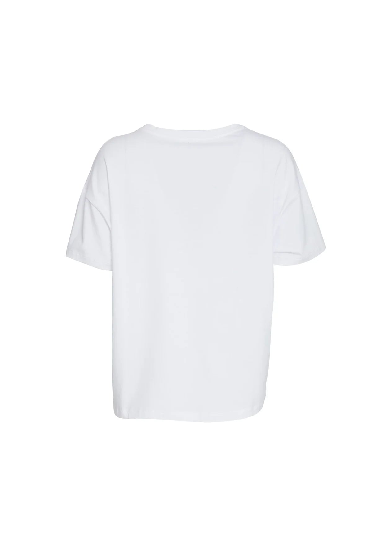 Naya White Jersey  Round Neck Top With Cut Out Detail At Hem