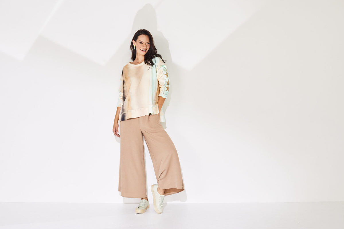 Naya Tie Dye Stripe Top/Star Detail