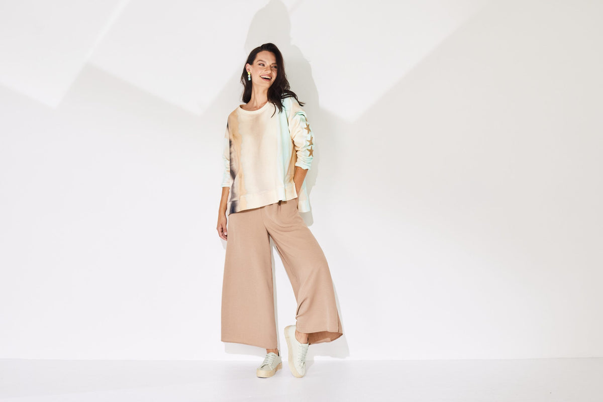 Naya Tie Dye Stripe Top/Star Detail