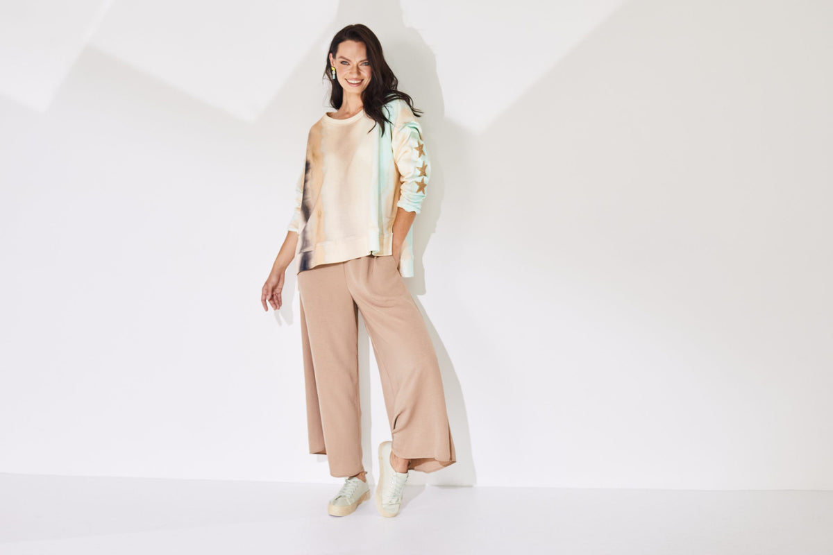 Naya Tie Dye Stripe Top/Star Detail