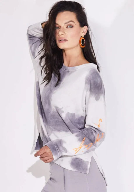Naya Tie Dye Sweatshirt With Embroidery Sleeve