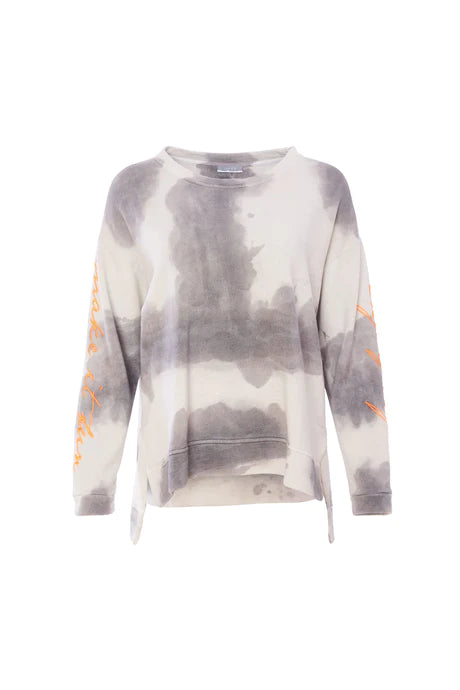 Naya Tie Dye Sweatshirt With Embroidery Sleeve