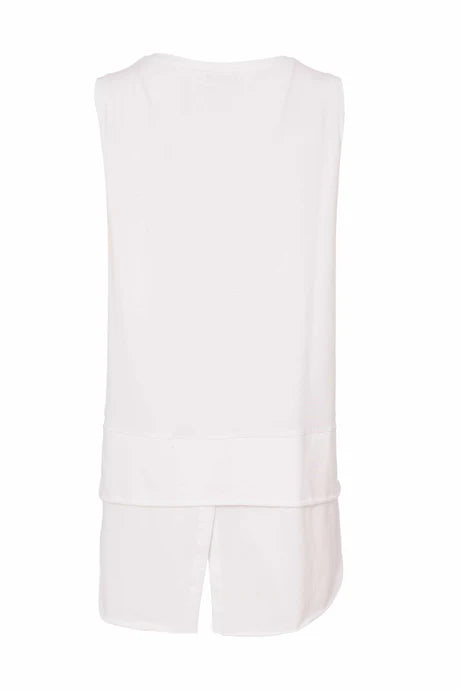 Naya White Cami With Raw Hemband And Vent In Back Panel