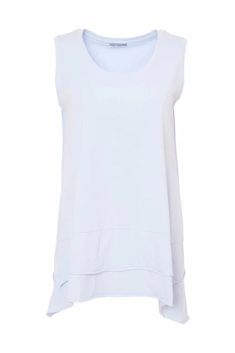 Naya White Cami With Raw Hemband And Vent In Back Panel