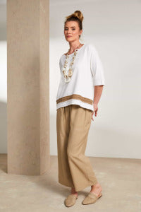 Naya Jersey Top With Pleated Colour Fudge Trim Hemline