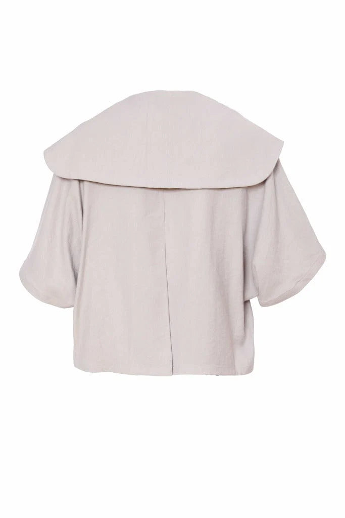 Naya Grey Wide Collar Shawl Effect Jacket With Button Side Seams
