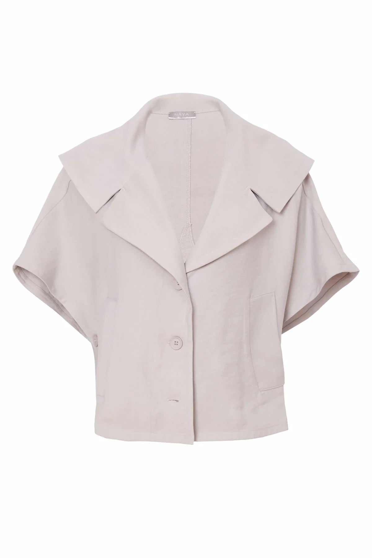 Naya Grey Wide Collar Shawl Effect Jacket With Button Side Seams