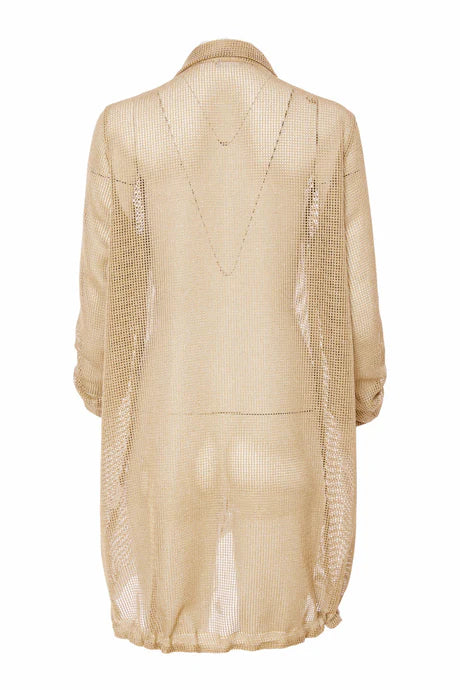 Naya Fudge Mesh Long Line Jacket With Contrast Detail