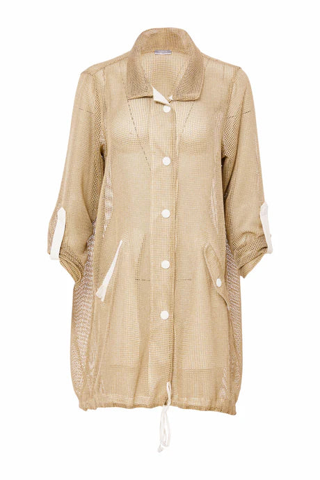 Naya Fudge Mesh Long Line Jacket With Contrast Detail