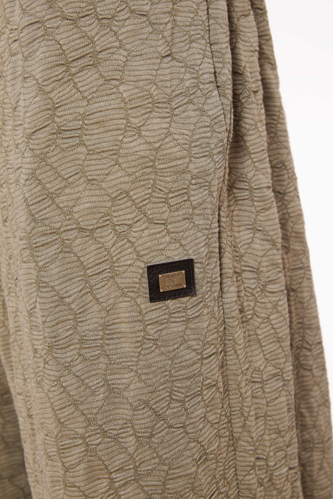 Naya Army Green Embossed Crop Trouser With Elasticated Waist