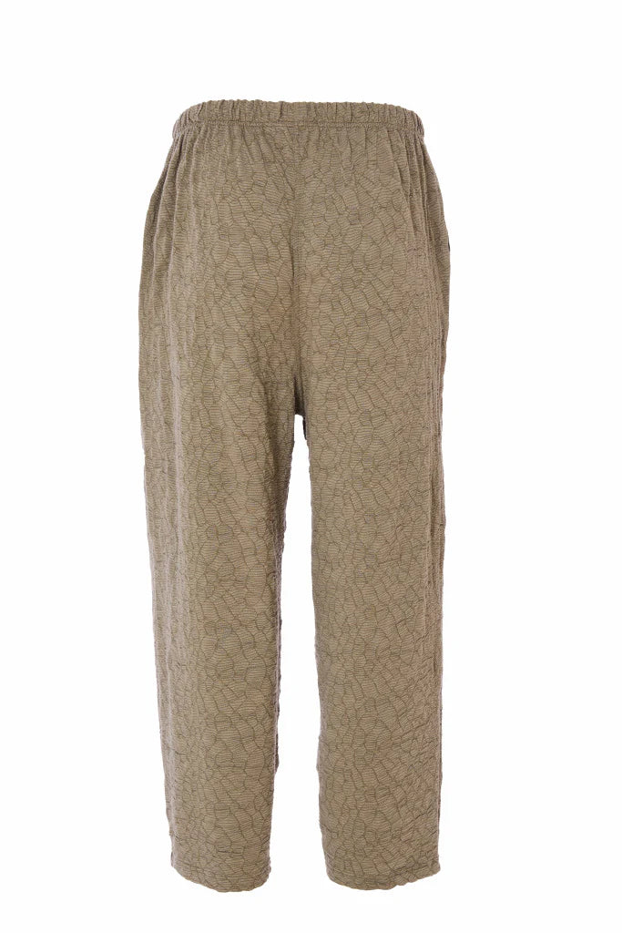 Naya Army Green Embossed Crop Trouser With Elasticated Waist