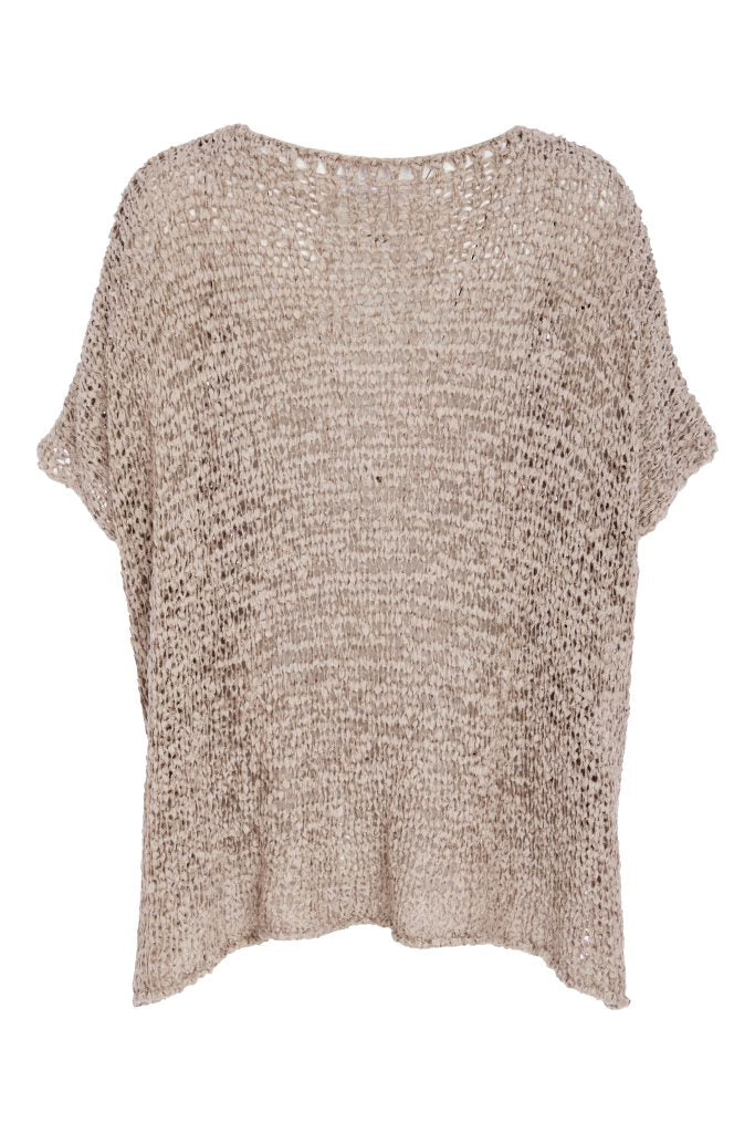 Naya V Neck Waffle Knit - Taupe