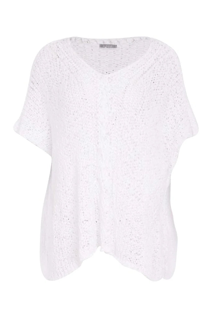Naya V Neck Waffle Knit - White