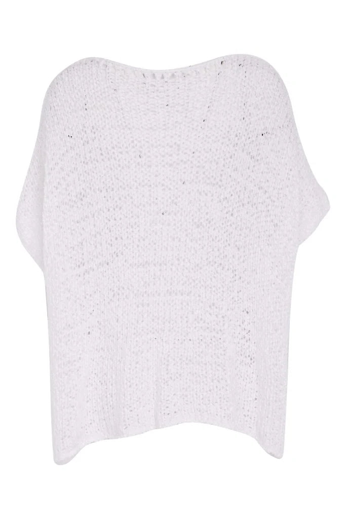 Naya V Neck Waffle Knit - White