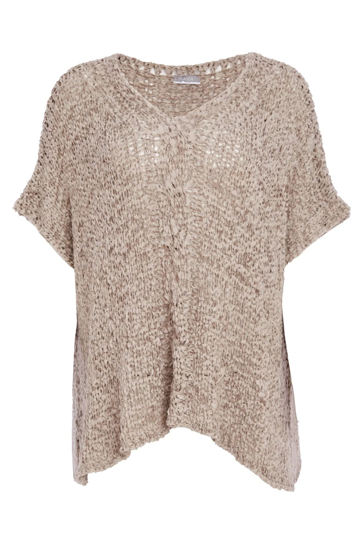 Naya V Neck Waffle Knit - Taupe