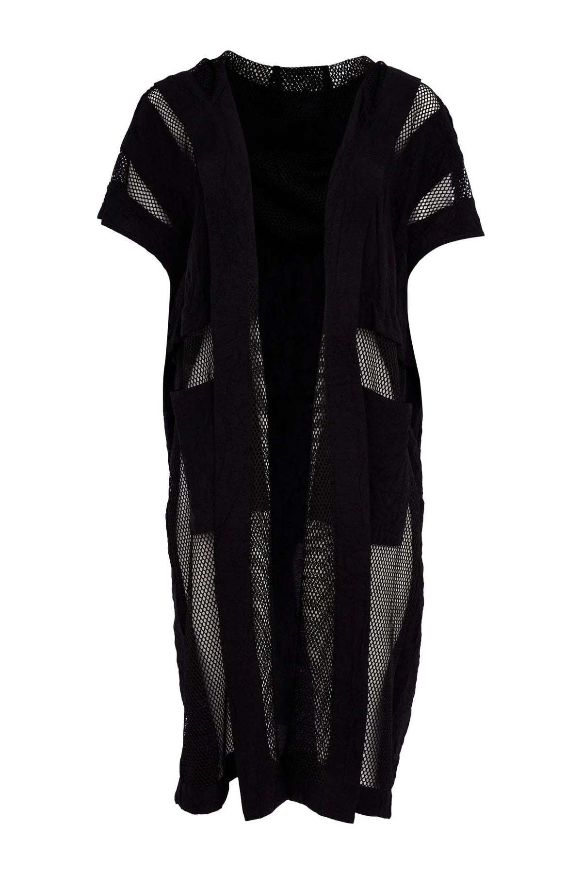 Naya Long Line Hooded Jacket With Mesh Insets