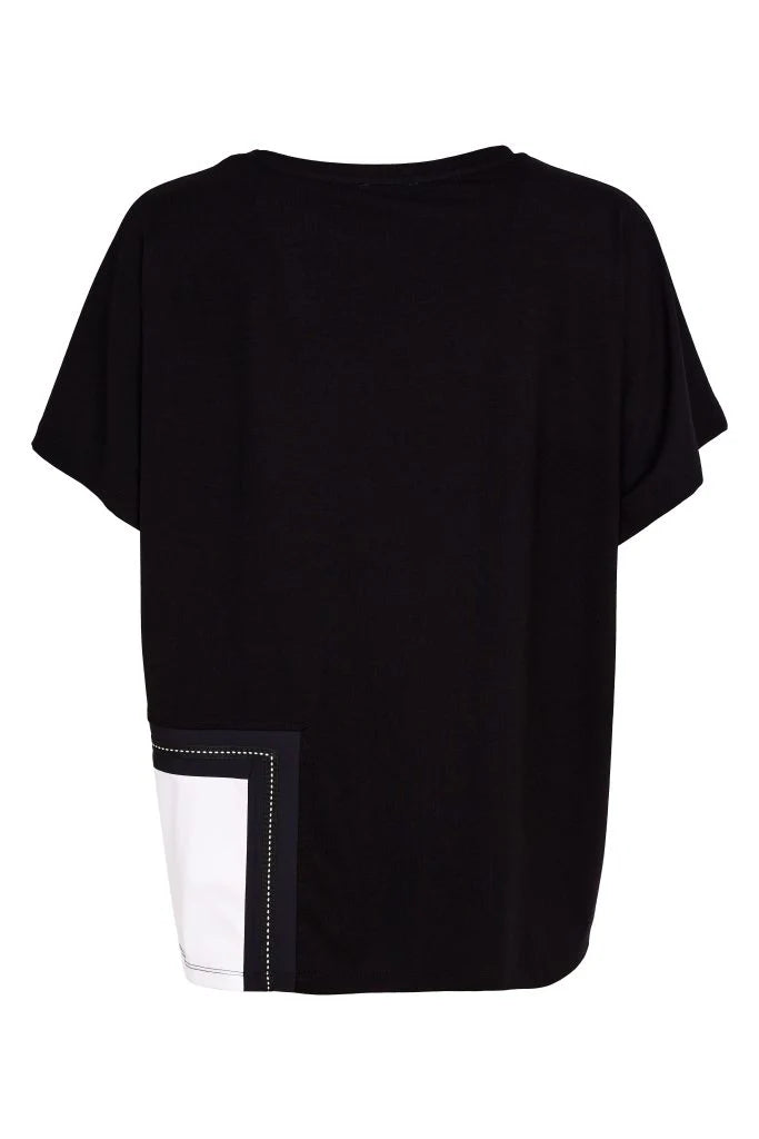 Naya Round Neck Top With Contrast Pocket And Stitch Detail