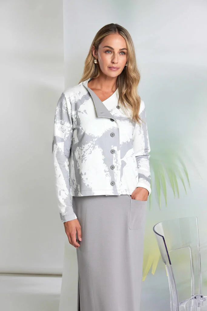 Naya Graphic Print Button Through Top With Contrast Inner Collar