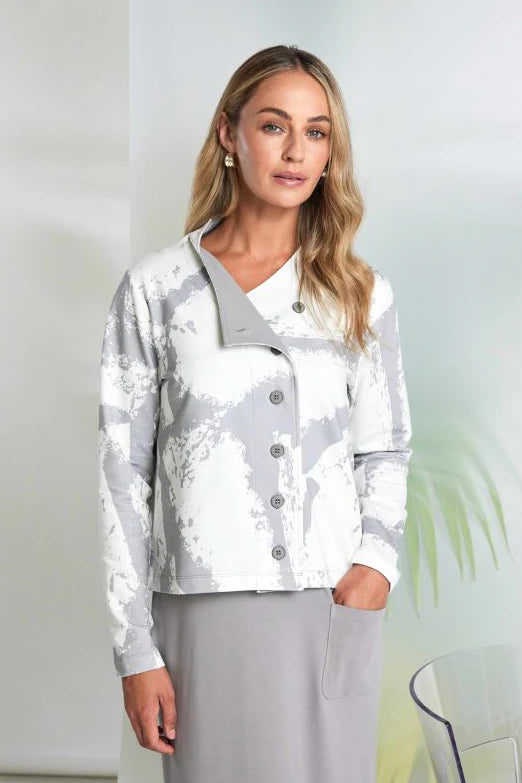 Naya Graphic Print Button Through Top With Contrast Inner Collar