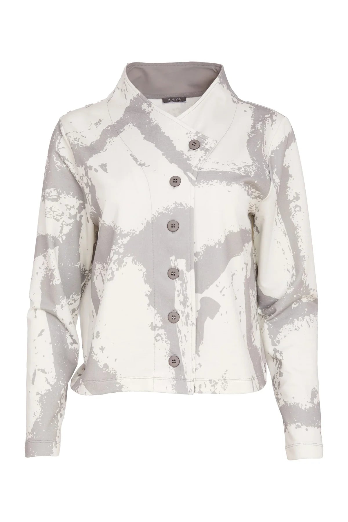 Naya Graphic Print Button Through Top With Contrast Inner Collar