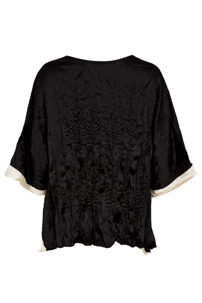 Naya Crushed Shrug With Contrast Sleeve Band - Black/Off White