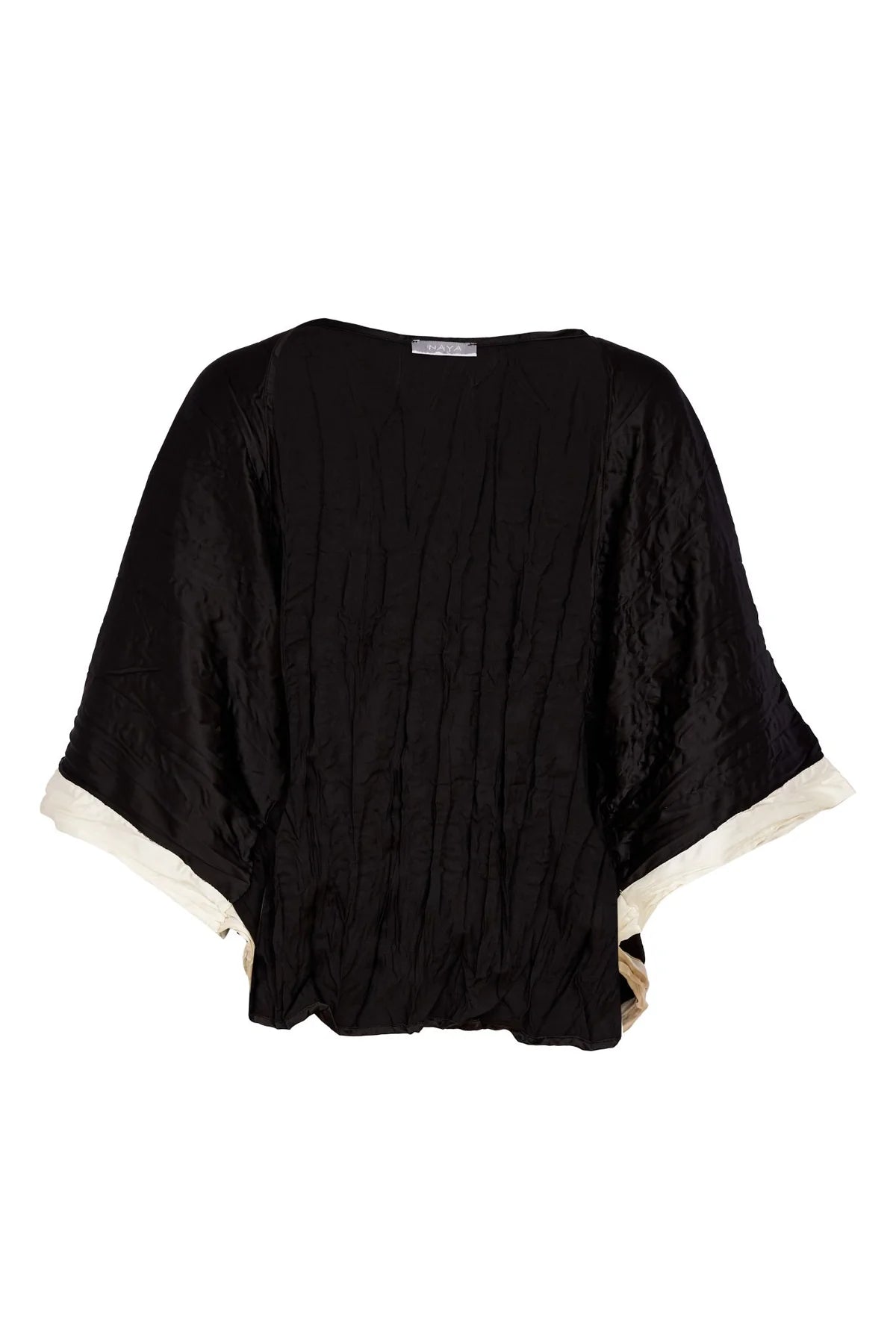 Naya Crushed Shrug With Contrast Sleeve Band - Black/Off White